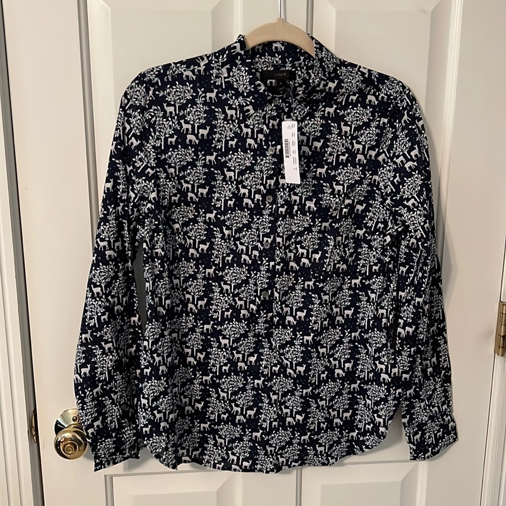 NWT J.Crew Printed Button Up, Size 6